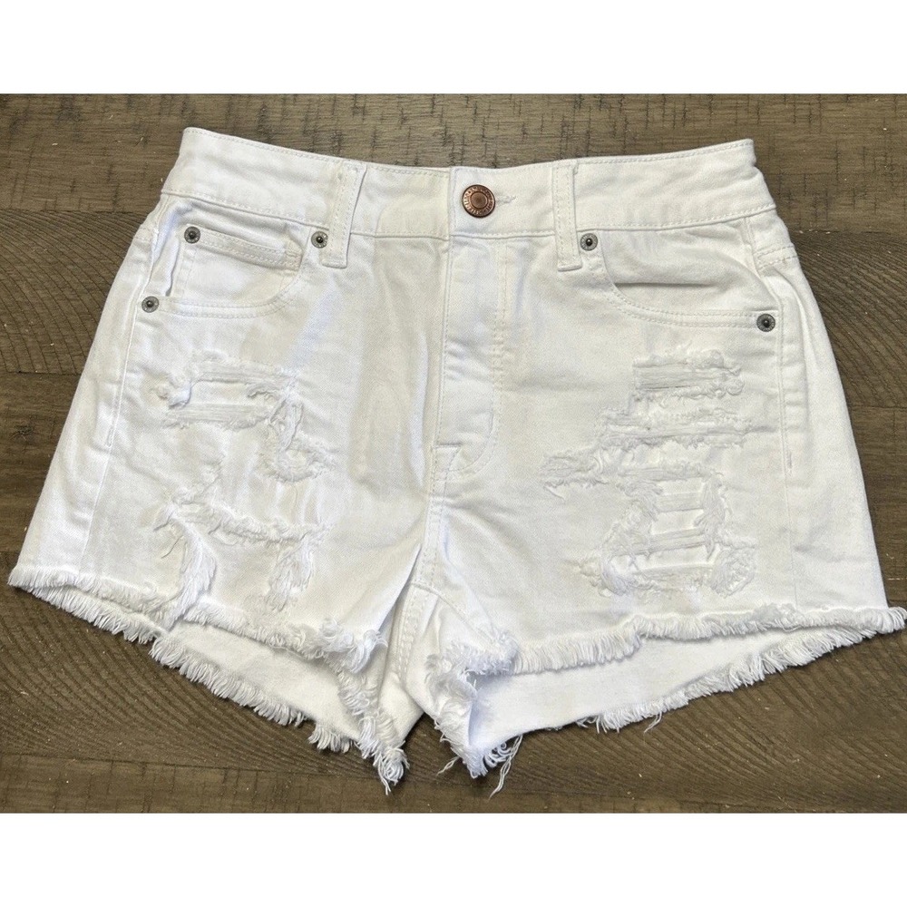 AMERICAN EAGLE Hi Rise Shortie Super Stretch X Jean Shorts Women's Sz 4